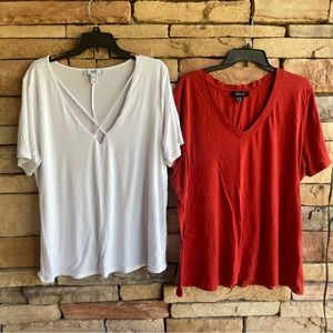 Forever 21 white orange shirt sleeve t-shirts 3X